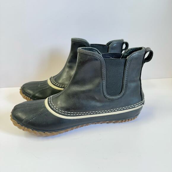 Sorel Out N About black Chelsea rubber rain boots US Size 8.5 Euro 39.5 - Picture 2 of 15